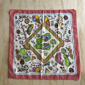 Square Scarf Womens One Size Multicolor Beach Flip Flops Summer Print Bandana